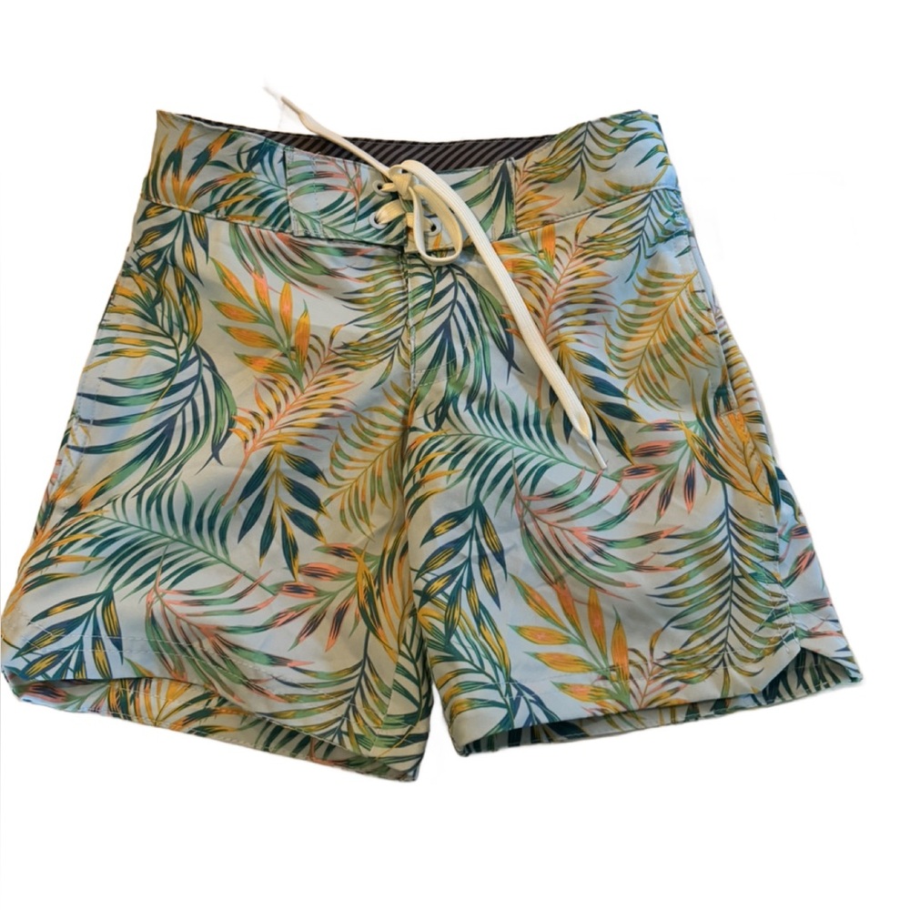 Art Class Tropical Leaf Kids Swim Trunks